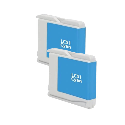 Brother LC51C Compatible Cyan Ink Cartridge 2/Pack Bundle