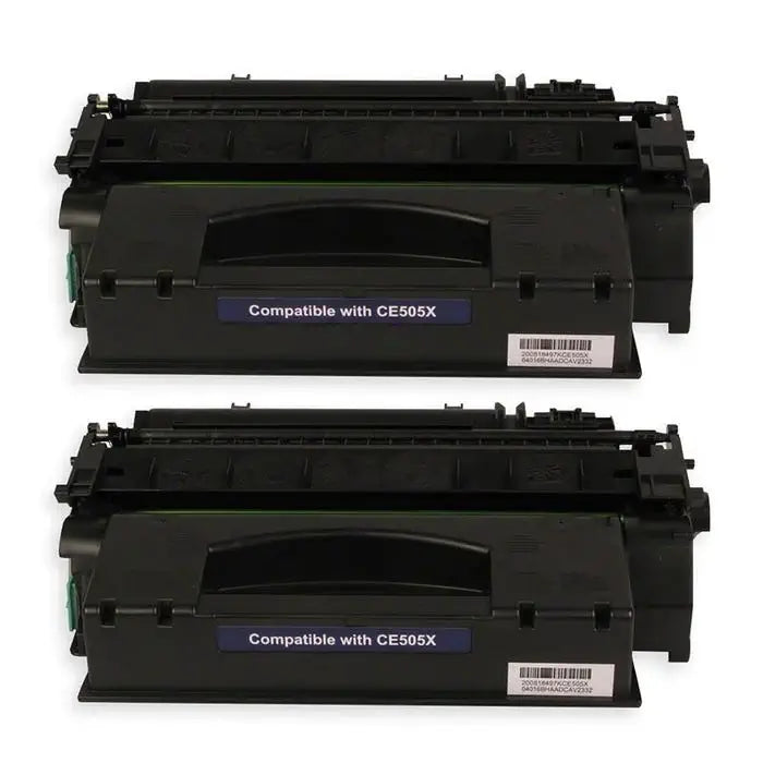 HP 05X (CE505X) Black Compatible High-Yield Toner Cartridge 2/Pack Bundle