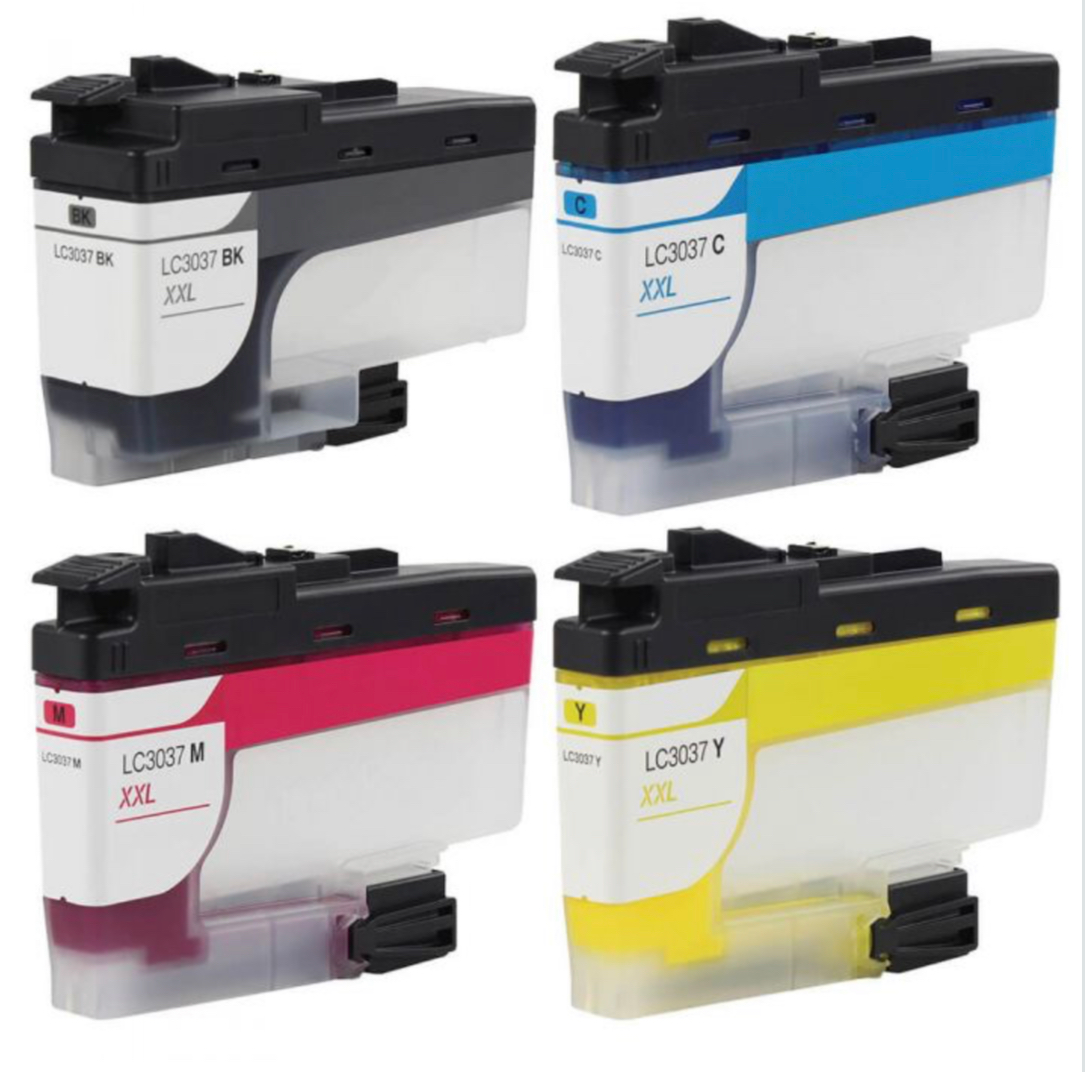 Brother LC3037 Super High-Yield Compatible Ink Cartridge 4 Pack Bundle