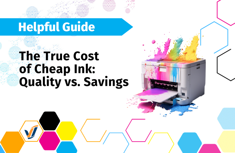 “The true cost of cheap ink” a laser printer with toner powder spilling all over it 