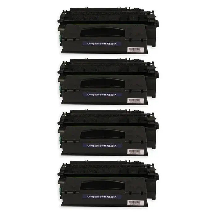 HP 05X (CE505X) Black Compatible High-Yield Toner Cartridge 4 Pack Bundle