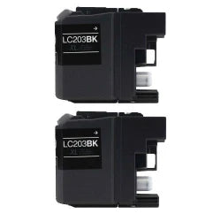 Compatible Brother LC203 Ink Cartridge Black High-Yield 2/Pack Bundle (Replaces LC201)
