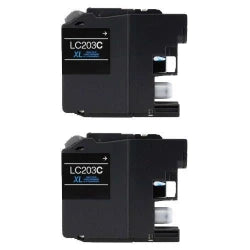 Brother LC203 Ink - Compatible Cyan High-Yield Cartridge 2/Pack Bundle (Replaces LC201)