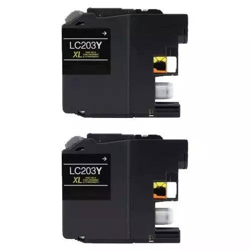 Brother LC203 Ink - Compatible Yellow High-Yield Cartridge 2/Pack Bundle (Replaces LC201)