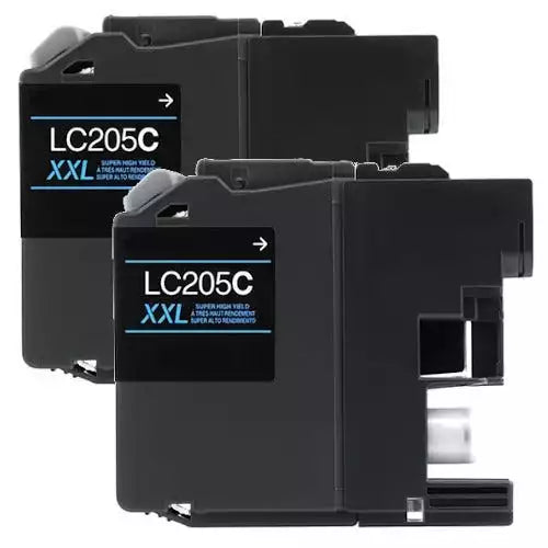 Brother LC205C Compatible Cyan Super High-Yield Ink Cartridge 2/Pack Bundle