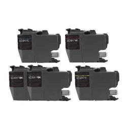 Compatible Brother LC3017 Ink Cartridge High-Yield 5 Pack Bundle