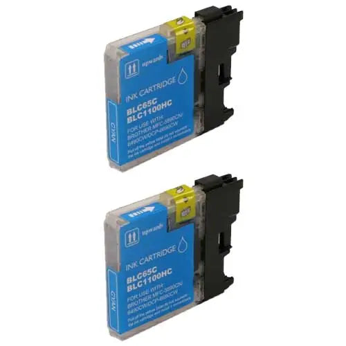 Brother LC65C Compatible Cyan High-Yield Ink Cartridge 2/Pack Bundle