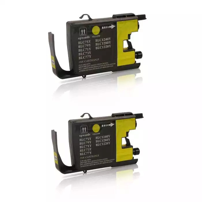 Brother LC75Y (Replaces LC71Y) Compatible Yellow High-Yield Ink 2/Pack Bundle